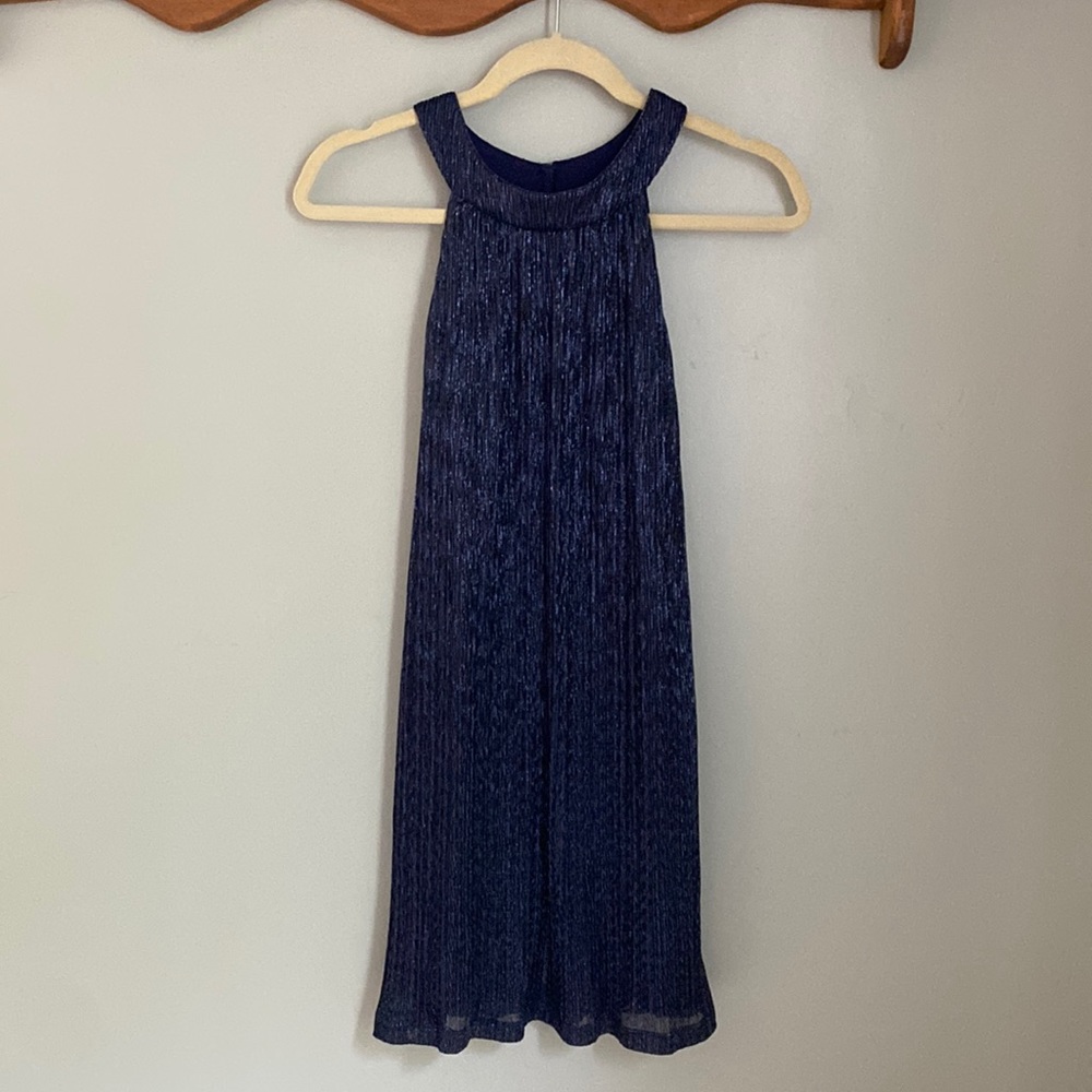 Crystal Doll Navy Blue Metallic Dress Small